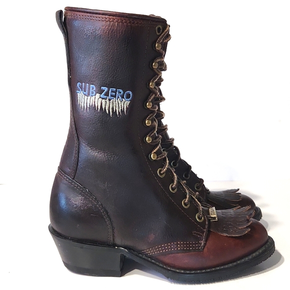 Double-H Sub Zero Insulated Lacer Leather Western Kiltie Vintage Women's 6 EUC - Picture 2 of 15